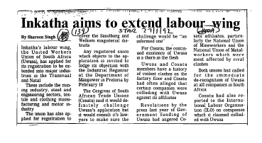 IR Workers Organisations SACTU-FOFATSU 1975 - 1987