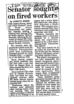 IR Workers Organisations Unaffiliated Unions 1985 - 1986