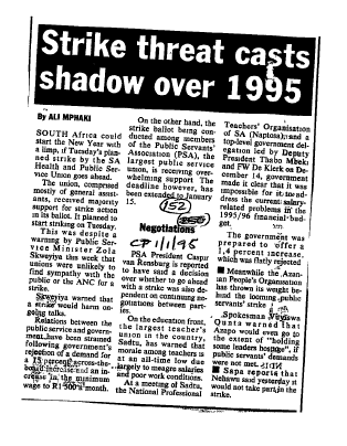 Industrial Relations Strikes 1995 B