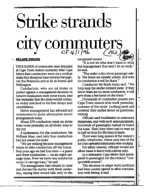 Industrial Relations Strikes 1996
