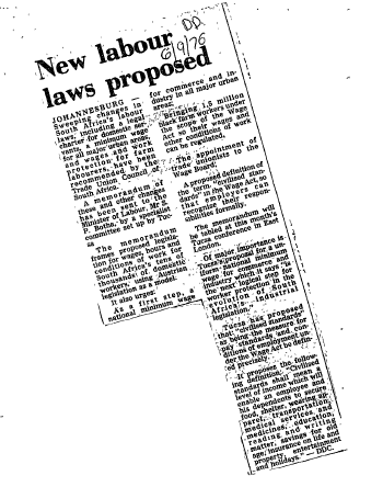 Labour Legislation 1975 - 1978