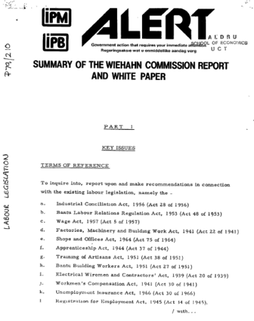 Labour Legislation 1979 - 1980