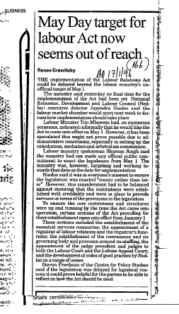 Labour Legislation 1996 - 1997