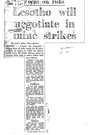 Lesotho Labour 1975 - 1998