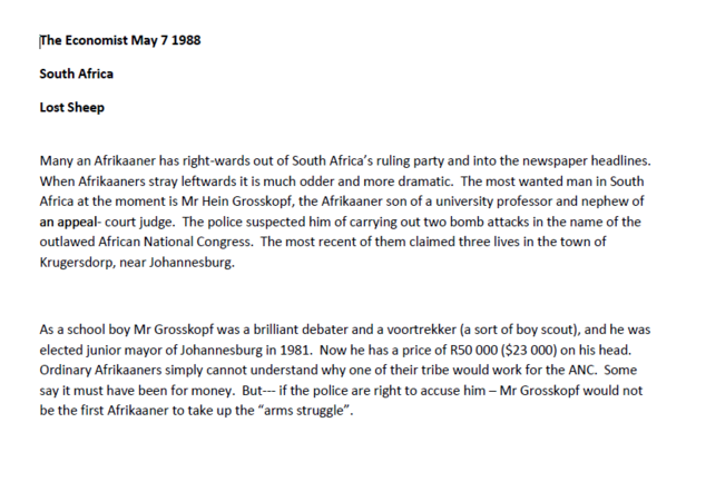 Lost Sheep, The Economist, 7 May 1988