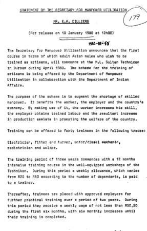 Manpower Training 1980 - 1987