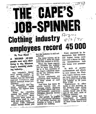 Manufacturing Clothing 1975 -1980