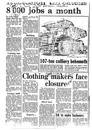 Manufacturing Clothing 1985 - 1987