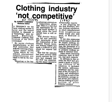 Manufacturing Clothing 1995