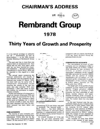 Manufacturing Tobacco 1976 - 1992