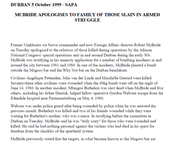 McBride apologises to family  - cover