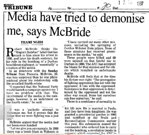 Media have tried to demonise me, says McBride