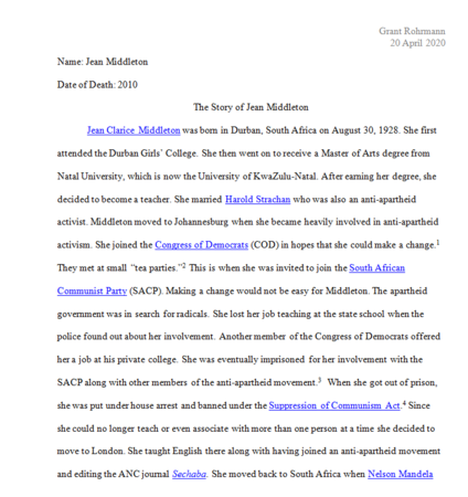 The Story of Jean Middleton by Grant Rohrmann