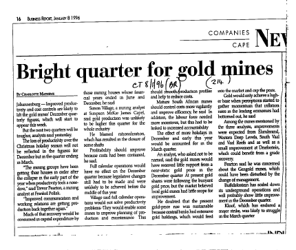 Mining Gold 1996 - 1998