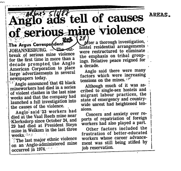 Mining Labour 1987 - 1988