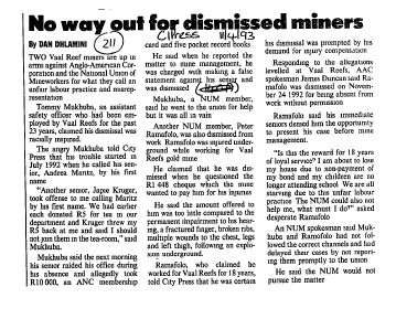 Mining Labour 1993 - 1994