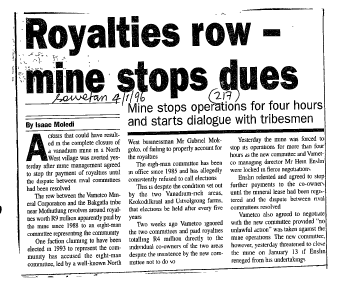 Mining Other Minerals 1996 - 1998