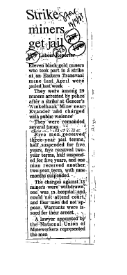 Mining Strikes & Disturbances 1983 - 1985