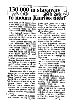 Mining Strikes & Disturbances 1986 - 1987