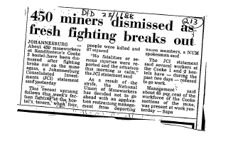 Mining Strikes & Disturbances 1987 - 1990