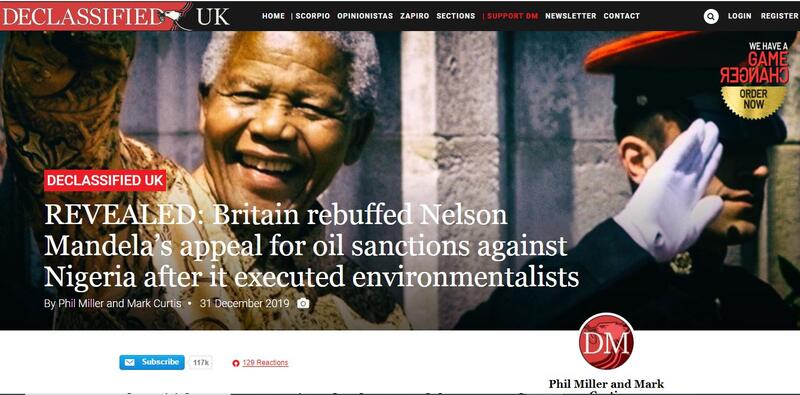 Britain rebuffed Nelson Mandela’s appeal for oil sanctions against Nigeria after it executed environmentalists
