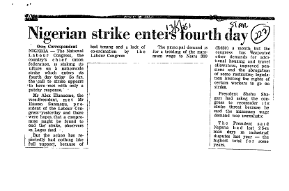 Nigeria Labour 1980 - 1998