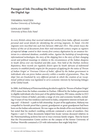 Passages of Ink: Decoding the Natal Indentured Records into the Digital Age by Thembisa Waetjen and Goolam Vahed