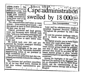 Public Sector Government Local Authority - Cape 1989 - 1991