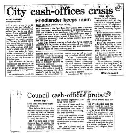Public Sector Government Local Authority - Cape 1992 - 1993
