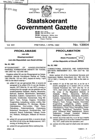 Public Sector Government Prisons 1992 B