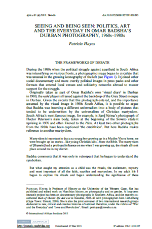 Seeing and Being Seen by Patricia Hayes