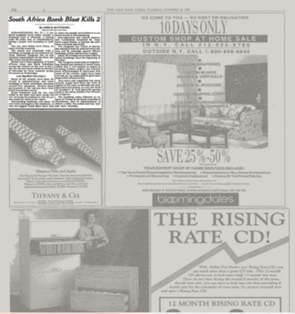 South Africa Bomb Blast Kills 2, New York Times, 25 October 1988