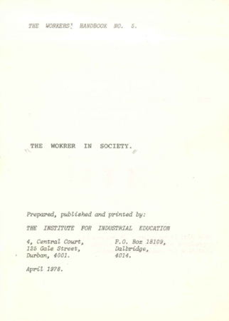 The Worker in Society