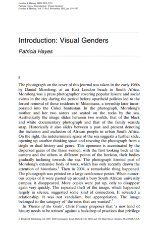 Introduction: Visual Genders by Patricia Hayes