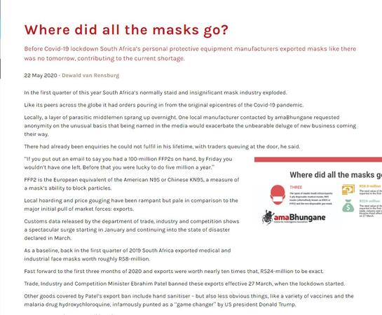 Where did all the masks go? by Dewald van Rensburg (22 May 2020)