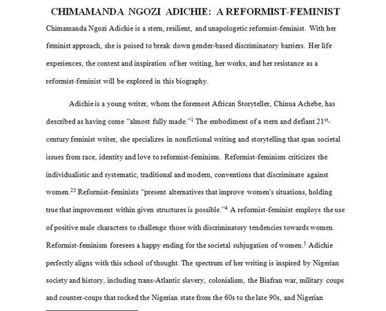 Chimamanda Ngozi Adichie: A Reformist-Feminist by Charles Nwosu