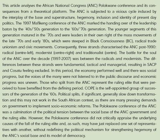 The ANC Polokwane Conference and its Aftermath by Bulumko Nelana (Policybrief), February 2010