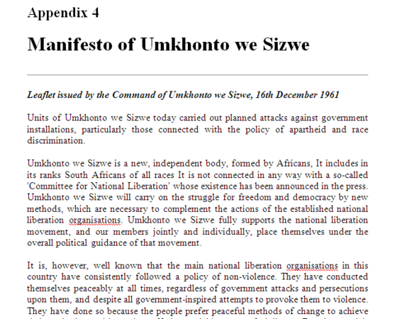 Appendix 4 Manifesto of Umkhonto we Sizwe by Denis Goldberg