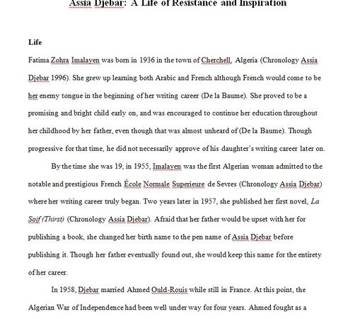 Assia Djebar: A Life of Resistance and Inspiration by Logan Landry