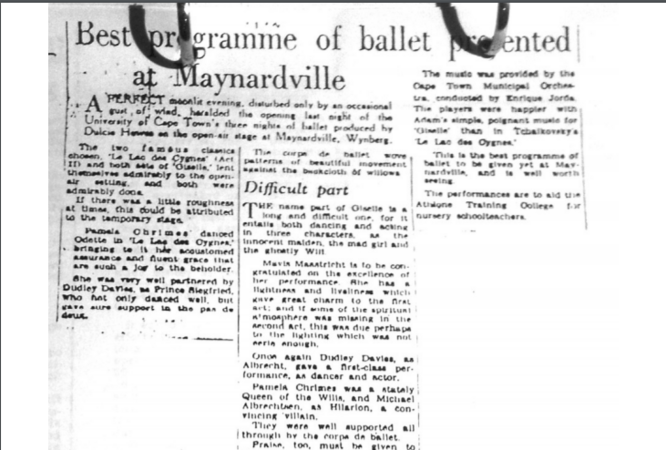 Best programme of ballet presented at Maynardiville, 6 February 1952