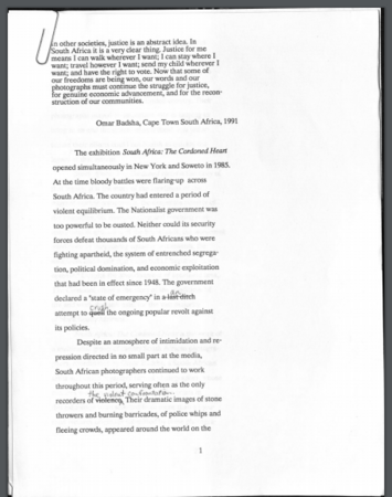 Notes towards an essay by Bruce Payne and Alex Harris Cordoned Heart Catalogue