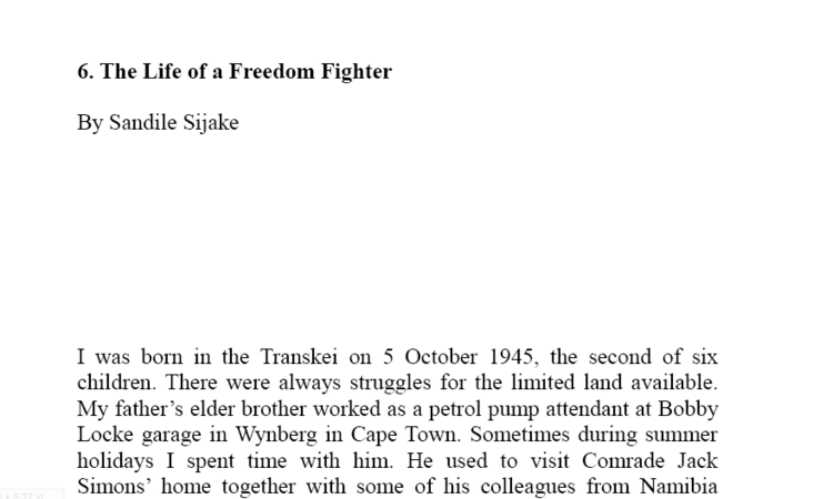 Chapter 3 The Life of a Freedom Fighter by Sandile Sikake