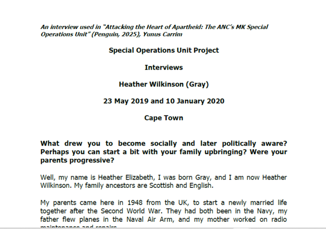 Interview with Heather Wilkinson (Gray), 23 May 2019 and 10 January 2020