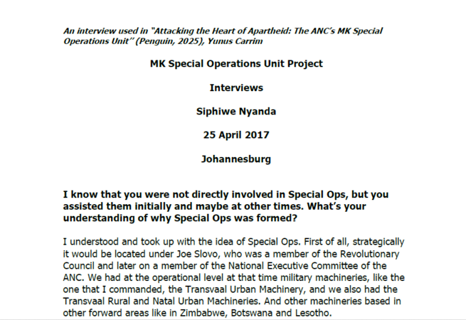 Interview with Siphiwe Nyanda, 25 April 2017
