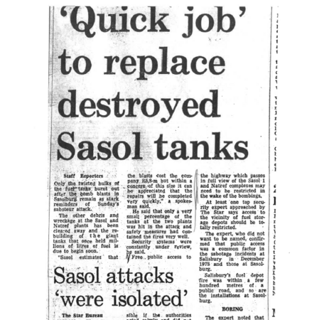 Quick job to replace destroyed Sasol tanks, source unknown 1
