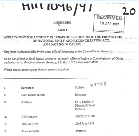 TRC Amnesty Hearings, Johannes Mnisi, Part 3