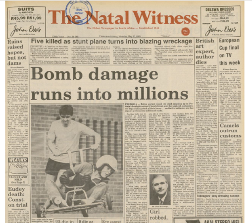 SA Air Force operation,  20 May 1983, Bomb damage runs into millions, Natal Witness, 23 May 1983