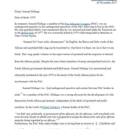 Biography of Samuel Malinga by Christopher Washington