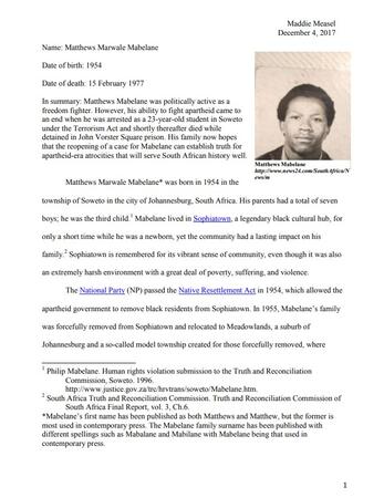 Matthews Marwale Mabelane by Maddie Measel