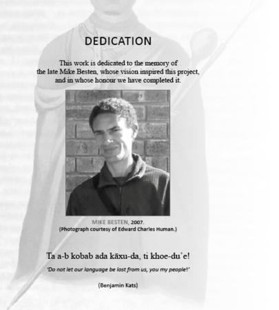 Kora: A Lost Khoisan Language Dedications and Front matter by Menán du Plessis